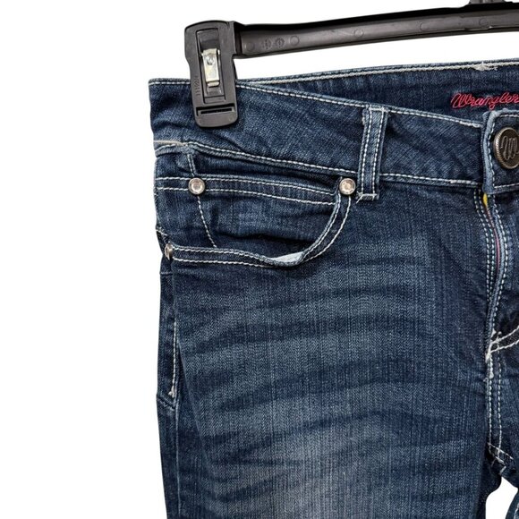 Wrangler Womens Medium Wash Bootcut Jeans With Embellished Back Pockets Size 5 - Picture 3 of 11